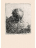 krasse koppen Prentkaart - Rembrandt, Oude man met lange baard, het hoofd voorovergebogen