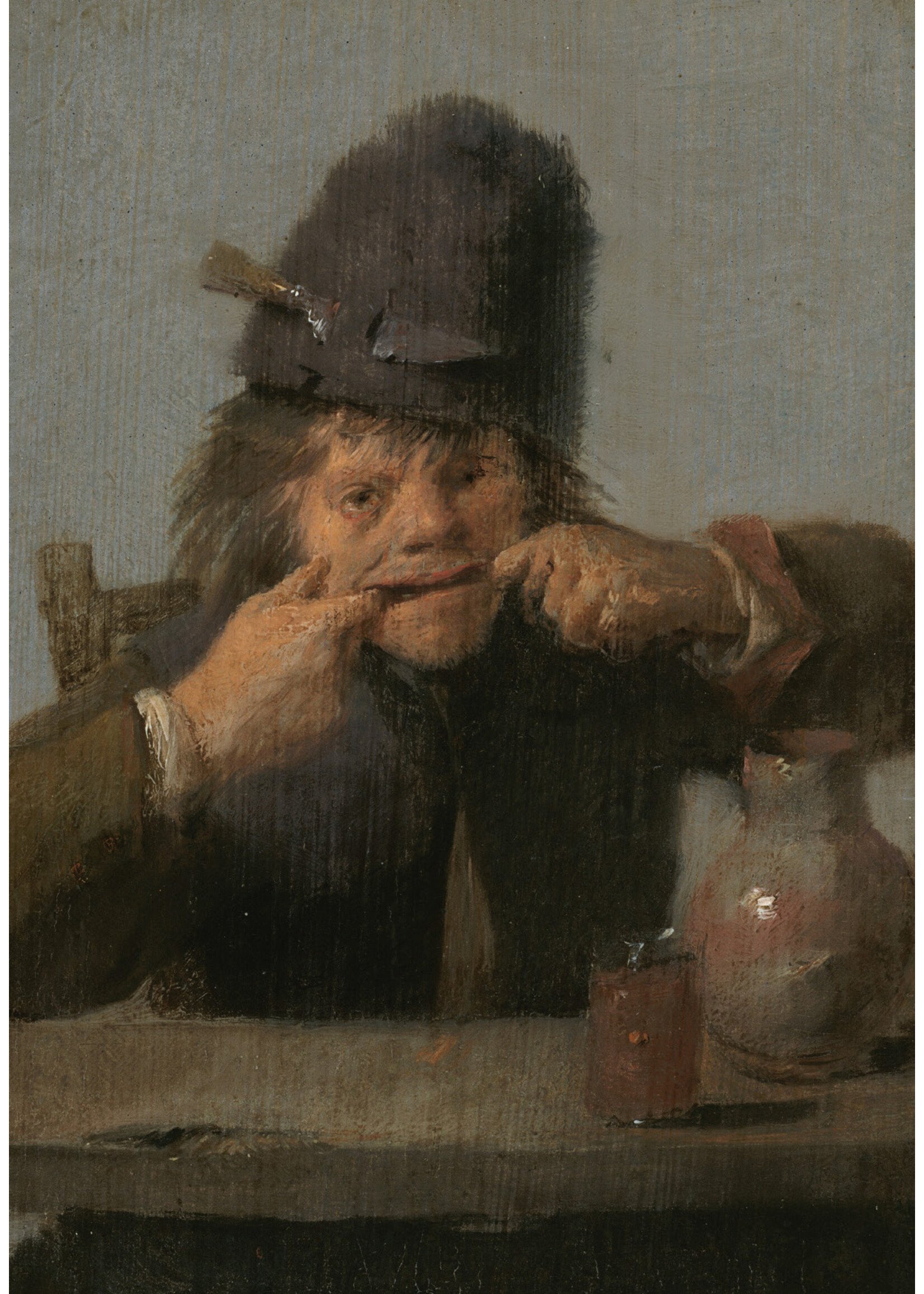 krasse koppen Adriaen Brouwer, Youth Making a Face, c. 1632-1635