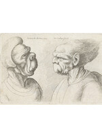 krasse koppen Postcard - Wenzel Hollar, Two Deformed Heads