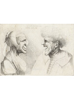 krasse koppen Prentkaart - Wenzel Hollar, Misvormde hoofden van een lachende man
