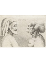 krasse koppen Prentkaart - Wenzel Hollar, Misvormde hoofden van een man met een muts