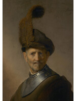 krasse koppen Prentkaart - Rembrandt, Oude man in militaire kledij