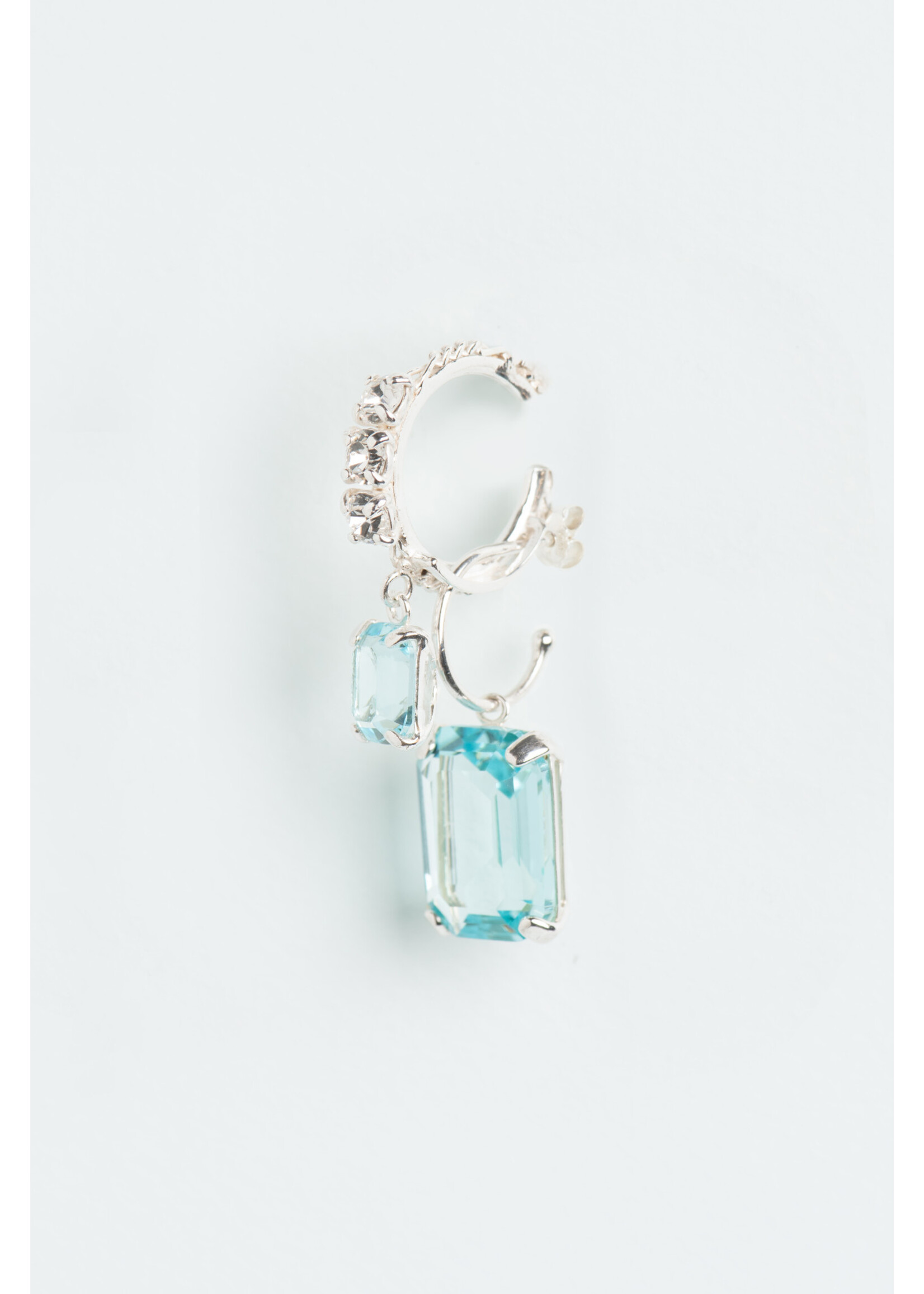 Wouters & Hendrix ECE006SS00 - Single Earring with cuff - Aquamarine Crystals