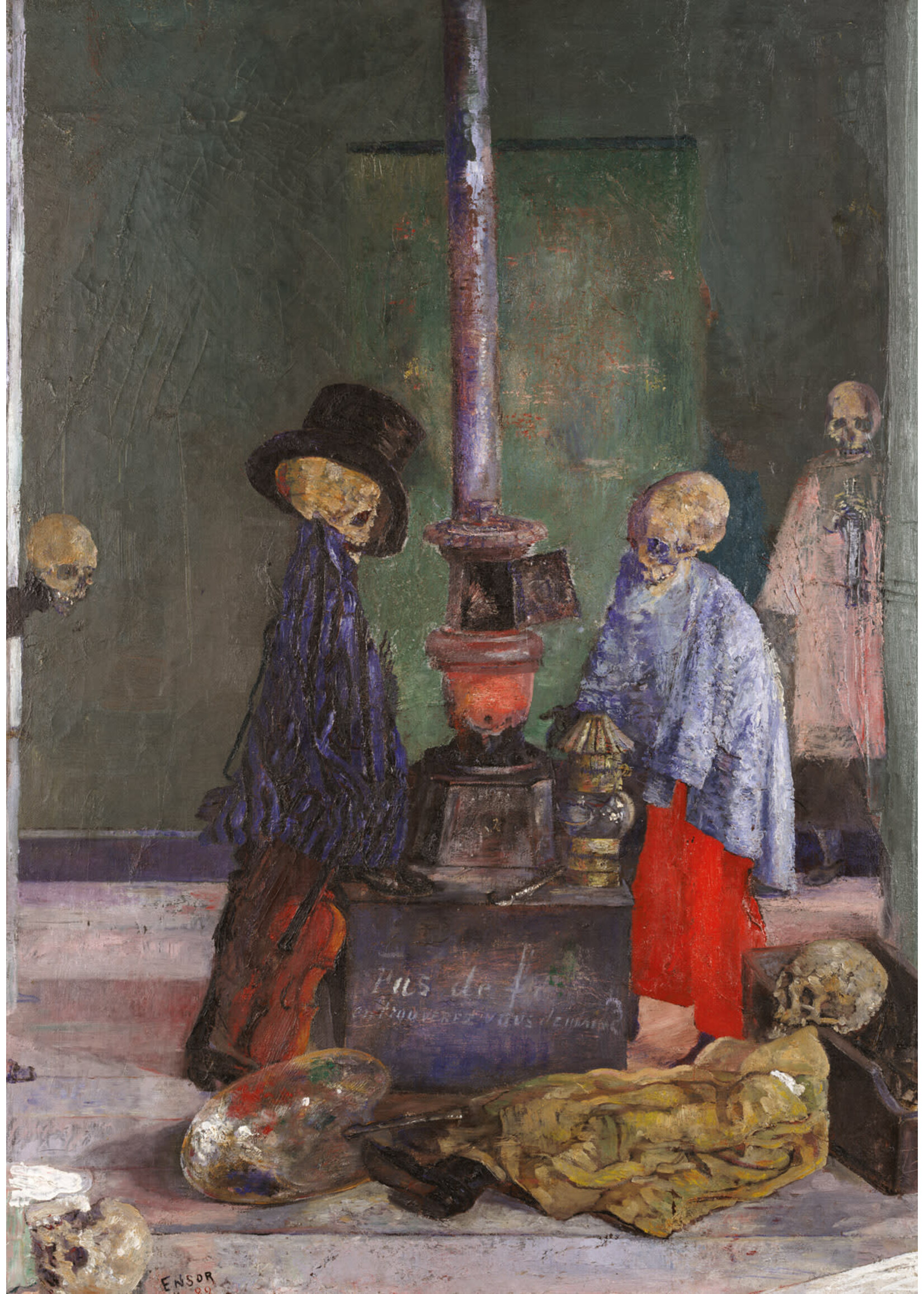 Ensor Prentkaart Ensor Skeletons Warming Themselves
