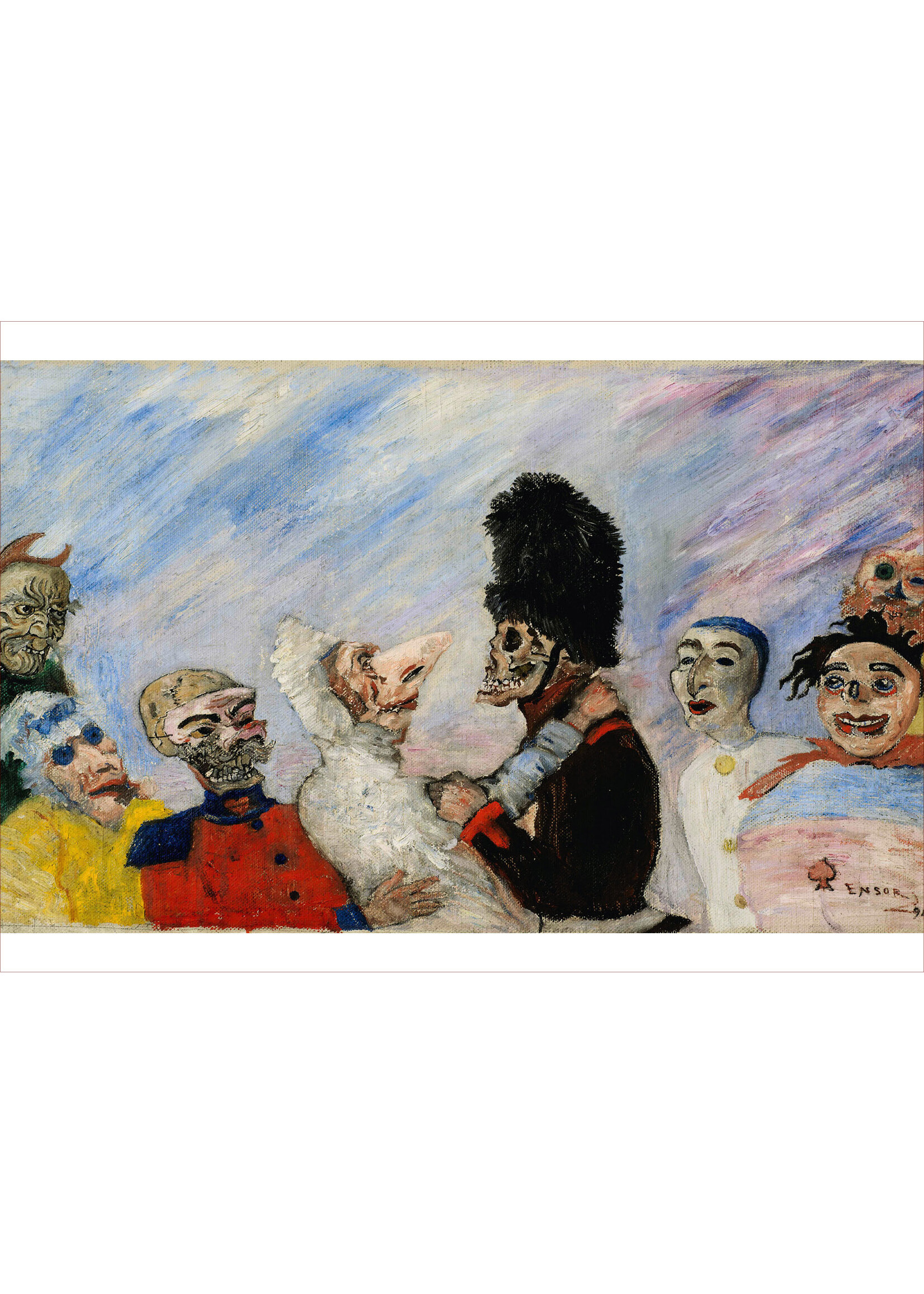 Postcard Ensor Skeleton arrests masks
