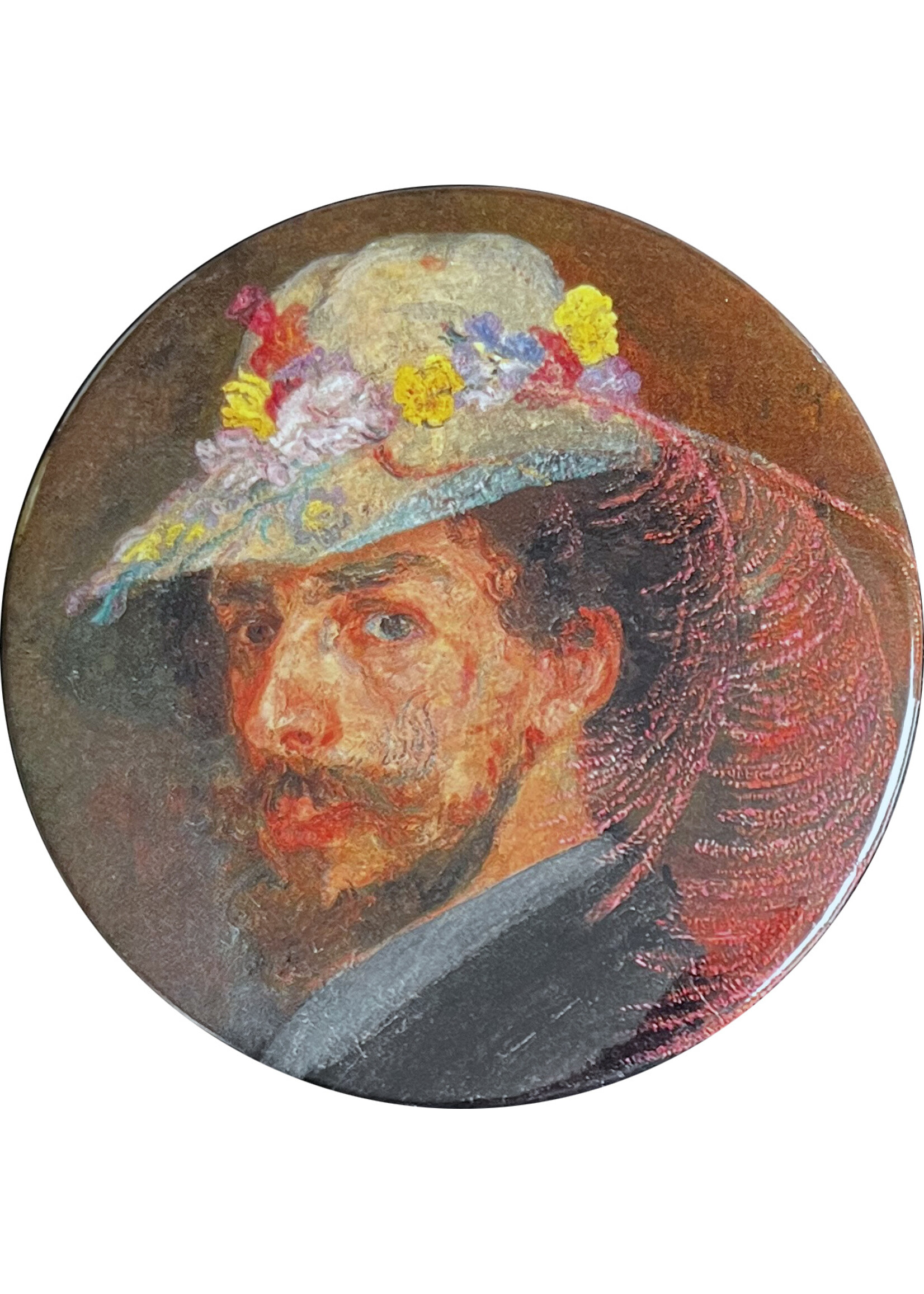 Ensor Self-portrait with flower hat Pocket Mirror