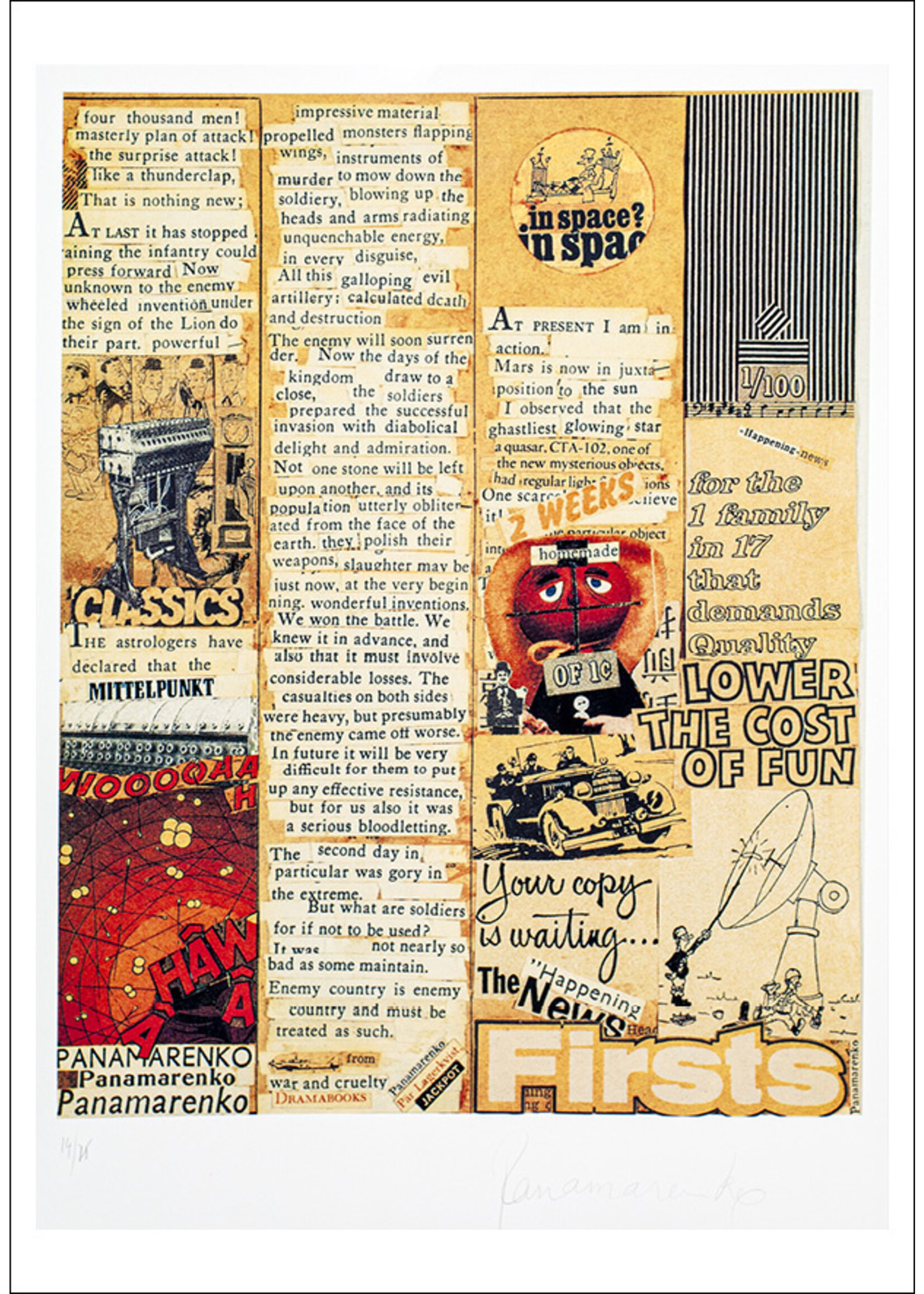 Postcard Panamarenko - Lower the cost of fun, 1965