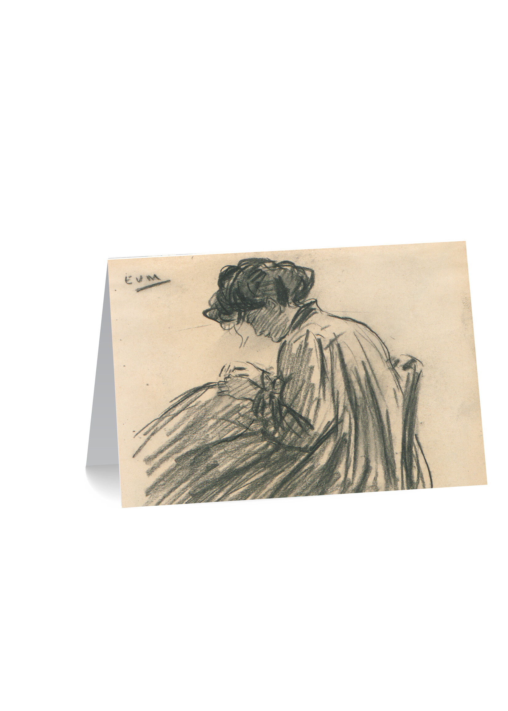 Van Mieghem Greeting card - Eugeen Van Mieghem "Augustine sewing"
