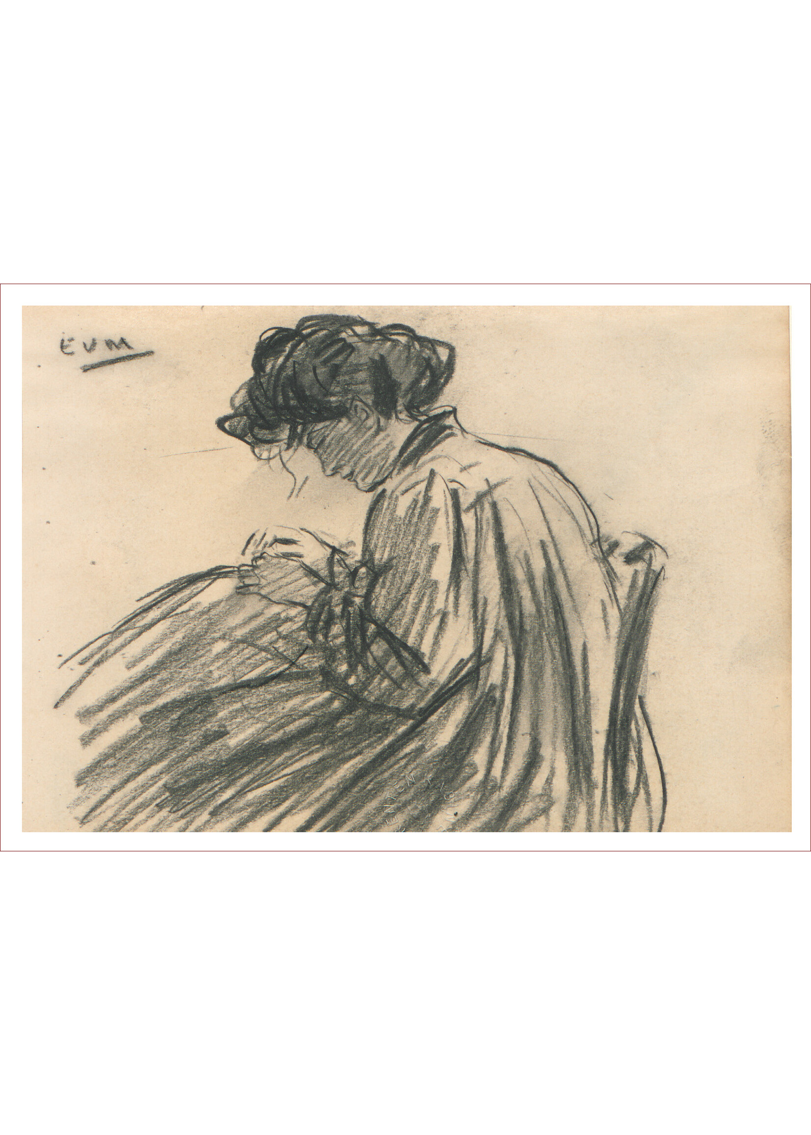 Van Mieghem Postcard - Eugeen Van Mieghem "Augustine sewing"