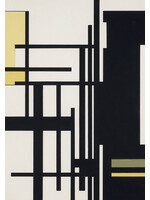 Guy Vandenbranden Prentkaart Guy Vandenbranden - Compositie, 1957 (zwart-2 gele lijntjes)