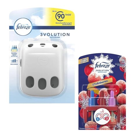 Febreze Febreze 3Volution Houder + Navulling Winterbessen - 20ml Febreze Febreze 3Volution Houder + Navulling Winterbessen - 20ml