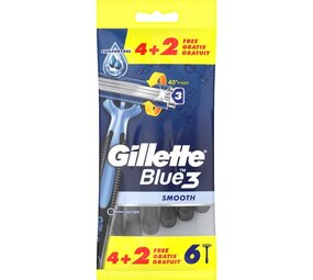 Gillette Gillette Blue3 Wegwerpmesjes Mannen Smooth - 4+2 stuks Gillette Gillette Blue3 Wegwerpmesjes Mannen Smooth - 4+2 stuks