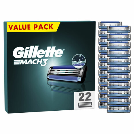 Gillette Gillette Mach3 Scheermesjes Value Pack - 22 stuks Gillette Gillette Mach3 Scheermesjes Value Pack - 22 stuks