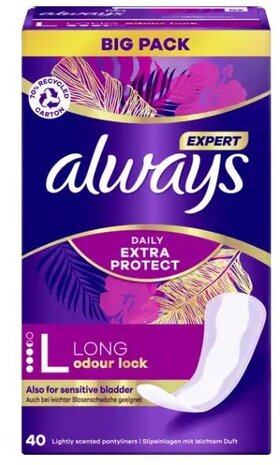 Always Always Slipeinlage Expert Daily Protect Long met Licht Geur BigPack 40 Always Always Slipeinlage Expert Daily Protect Long met Licht Geur BigPack 40