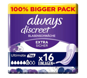 Always Always Discreet Inkontinenz Ultimate Tag Big Pack 16 stuks