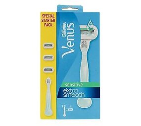 Gillette Gillette Venus Extra Smooth Sensitive Scheermes - Starterpack Met 3 Mesjes Gillette Gillette Venus Extra Smooth Sensitive Scheermes - Starterpack Met 3 Mesjes