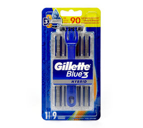 Gillette Gillette Blue 3 Hybride Scheermes + 8 Extra Mesjes Gillette Gillette Blue 3 Hybride Scheermes + 8 Extra Mesjes