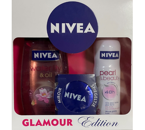 Nivea NIVEA Giftset Glamour Edit. (150ml Pearl &B deospray + 250ml waterlily showergel + spiegel ) Nivea NIVEA Giftset Glamour Edit. (150ml Pearl &B deospray + 250ml waterlily showergel + spiegel )