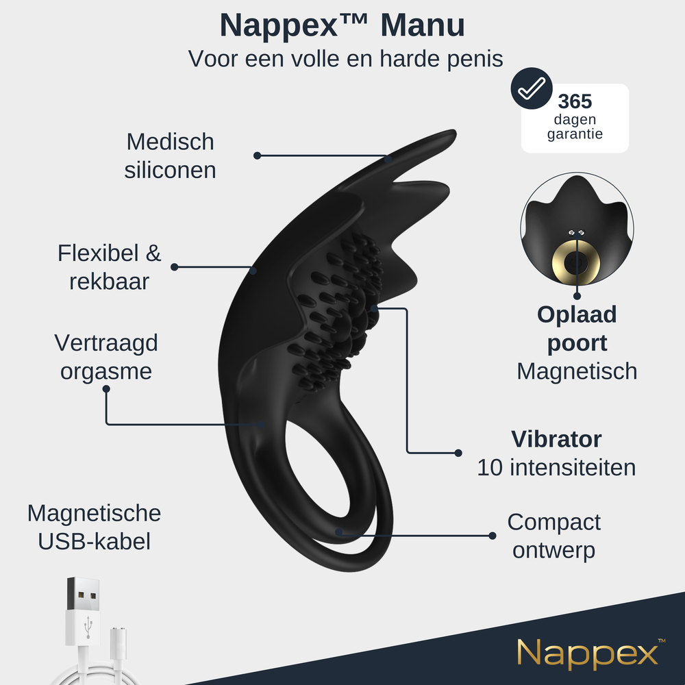 Nappex Nappex™ Manu - Penisring Vibrators Sex toys - Zwart Nappex Nappex™ Manu - Penisring Vibrators Sex toys - Zwart
