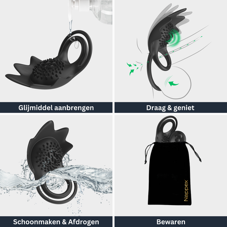 Nappex Nappex™ Manu - Penisring Vibrators Sex toys - Zwart Nappex Nappex™ Manu - Penisring Vibrators Sex toys - Zwart