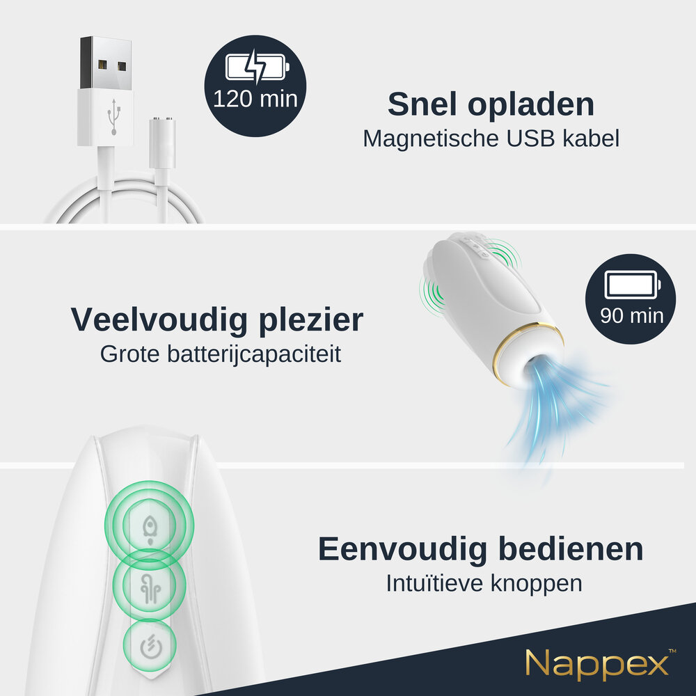 Nappex Masturbator - Nappex™ Branco - Pocket Pussy Vibrators Sex toys - Wit Nappex Masturbator - Nappex™ Branco - Pocket Pussy Vibrators Sex toys - Wit