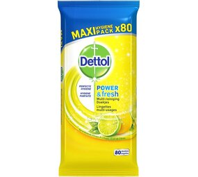 Dettol Dettol Reinigingsdoekjes Power & Fresh Citrus 80 stuks Dettol Dettol Reinigingsdoekjes Power & Fresh Citrus 80 stuks