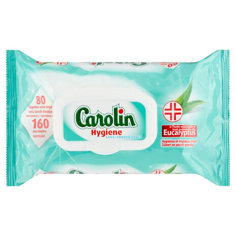 Carolin Carolin Hygiëne Doekjes Eucalyptus Extra Groot - 80 Stuks Carolin Carolin Hygiëne Doekjes Eucalyptus Extra Groot - 80 Stuks