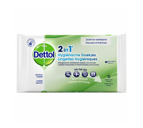 Dettol Dettol 2-In-1 Hygiënische Doekjes - 12 Stuks Dettol Dettol 2-In-1 Hygiënische Doekjes - 12 Stuks