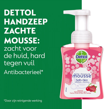 Dettol Dettol Handzeep Zachte Mousse Roos & Kersenbloesem - 250 ml Dettol Dettol Handzeep Zachte Mousse Roos & Kersenbloesem - 250 ml