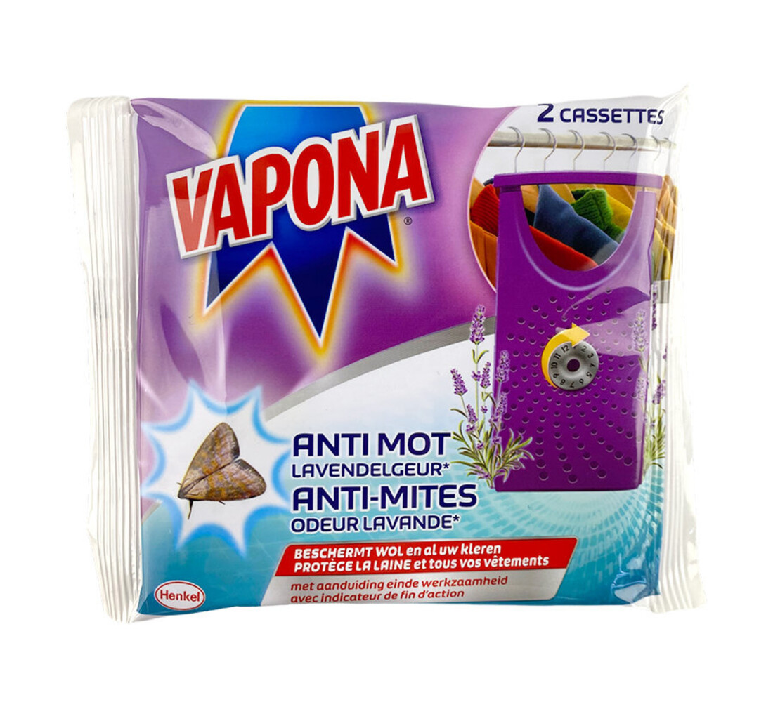 Vapona Vapona Anti-Mot Cassettes Lavendel - 2 Stuks Vapona Vapona Anti-Mot Cassettes Lavendel - 2 Stuks