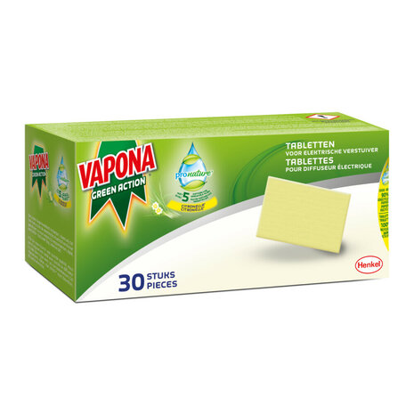 Vapona Vapona Green Action Pro Nature Anti Muggenstekker Navulling Tabletten - 30 Stuks Vapona Vapona Green Action Pro Nature Anti Muggenstekker Navulling Tabletten - 30 Stuks