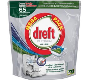 Dreft Dreft Platinum All In One Vaatwastabletten Original- 65 Stuks Dreft Dreft Platinum All In One Vaatwastabletten Original- 65 Stuks