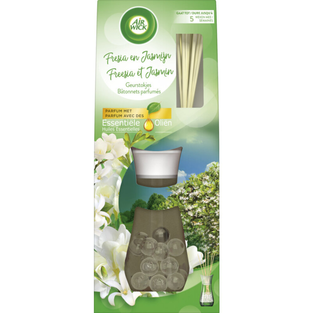 Airwick Airwick Essential Oils Geurstokjes Fresia en Jasmijn - 33ml Airwick Airwick Essential Oils Geurstokjes Fresia en Jasmijn - 33ml