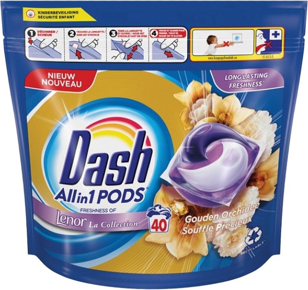 Dash Dash  All-in-1 Pods Gouden Orchidee - 40 wasbeurten