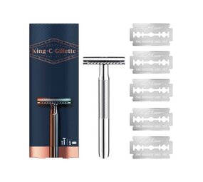 Gillette King C. Gillette Double Edge Safety Scheersysteem met 5 Navulmesjes Gillette King C. Gillette Double Edge Safety Scheersysteem met 5 Navulmesjes