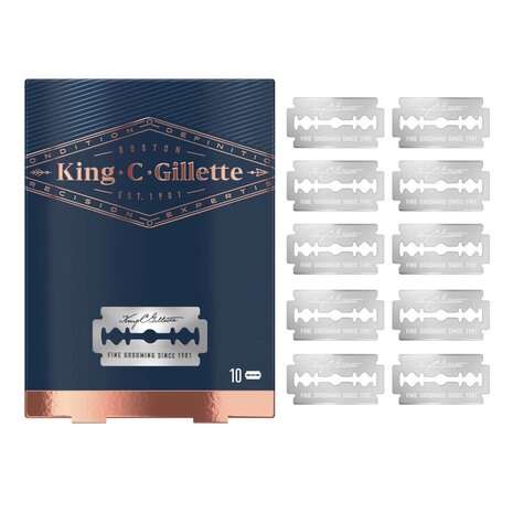 Gillette King C. Gillette Double Edge Safety Razor Navulling Scheermesjes 10 stuks Gillette King C. Gillette Double Edge Safety Razor Navulling Scheermesjes 10 stuks