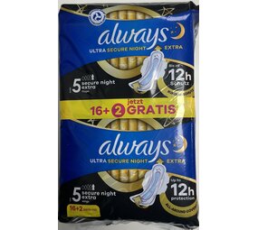 Always Always Ultra Binding Secure Night Extra met vleugels 16 + 2 Always Always Ultra Binding Secure Night Extra met vleugels 16 + 2