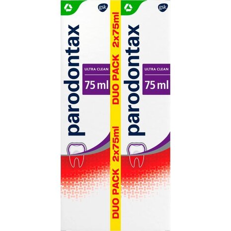 Parodontax Parodontax Tandpasta Ultra Clean tegen Bloeden Tandvlees 2 x 75 ml Parodontax Parodontax Tandpasta Ultra Clean tegen Bloeden Tandvlees 2 x 75 ml