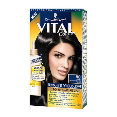 Schwarzkopf Schwarzkopf Vital Haarverf - Zwart 90 Schwarzkopf Schwarzkopf Vital Haarverf - Zwart 90