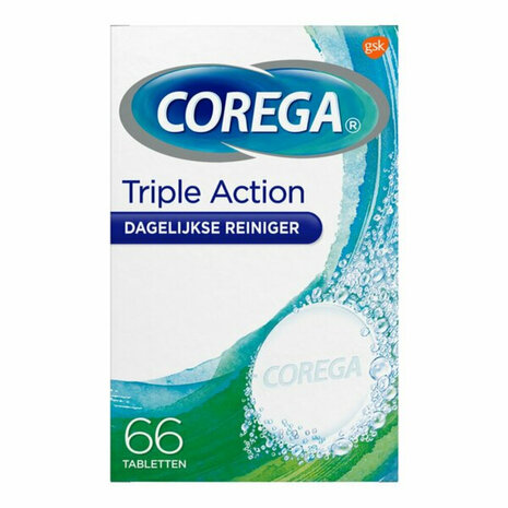 Corega Corega Triple Action Reinigingstabletten Voor De Tandprothese 66 Tabletten Corega Corega Triple Action Reinigingstabletten Voor De Tandprothese 66 Tabletten
