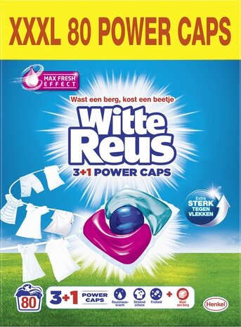 Witte Reus Witte Reus Power Caps Wascapsules - Wasmiddel  2x40 wasbeurten Witte Reus Witte Reus Power Caps Wascapsules - Wasmiddel  2x40 wasbeurten