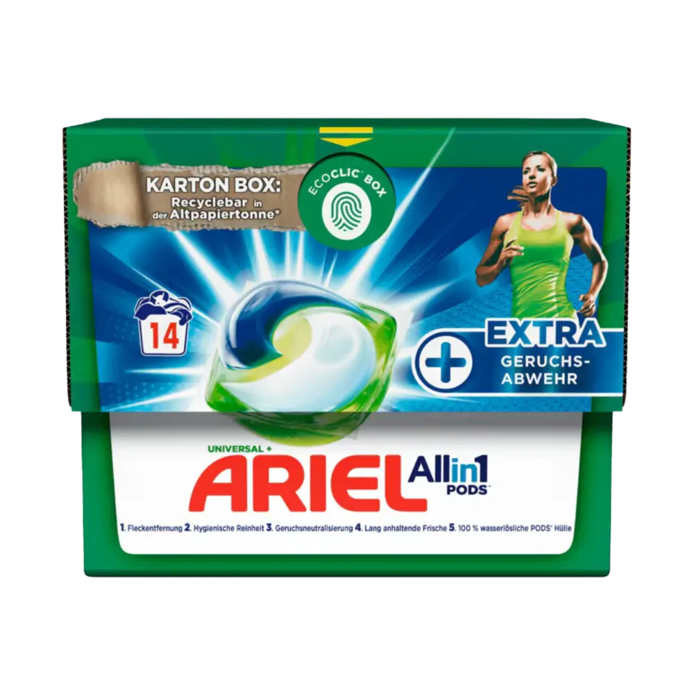 Ariel Ariel All-in-1 Pods Universal+ Extra Geurbescherming – 14 Wasbeurten Ariel Ariel All-in-1 Pods Universal+ Extra Geurbescherming – 14 Wasbeurten
