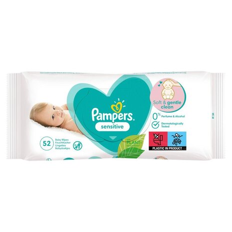 Pampers Pampers Sensitive Billendoekjes Parfumvrij 52 stuks Pampers Pampers Sensitive Billendoekjes Parfumvrij 52 stuks