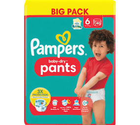 Pampers Baby Pants Baby Dry Gr.6 Extra Large (14-19kg), Big Pack, 40 St