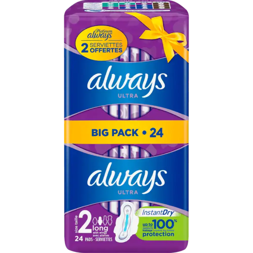 Always Always Ultra Long Maandverband met Vleugels – 24 stuks (22+2 bonus) voor maximale bescherming en comfort