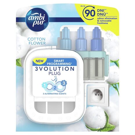 Ambi Pur Ambi Pur 3 Volution Starter Set Cotton – Geurplug met 20 ml navulling voor een langdurige frisse geur