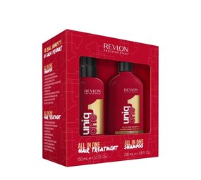 REVLON Revlon Uniq One All In One Duo Pack – 150 ml Behandeling & 230 ml Shampoo REVLON Revlon Uniq One All In One Duo Pack – 150 ml Behandeling & 230 ml Shampoo