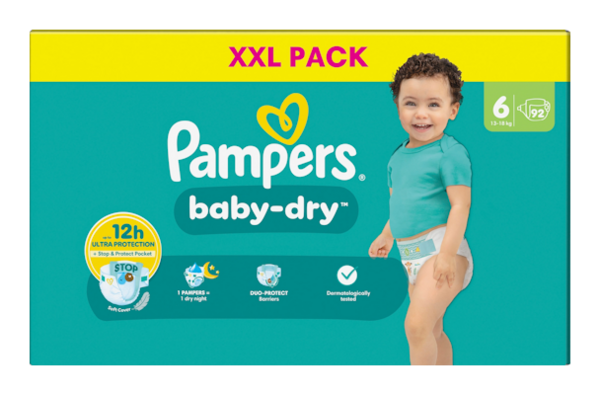 Pampers Pampers Baby Dry Luiers Maat 6 (13-18 kg) 92 stuks Pampers Pampers Baby Dry Luiers Maat 6 (13-18 kg) 92 stuks
