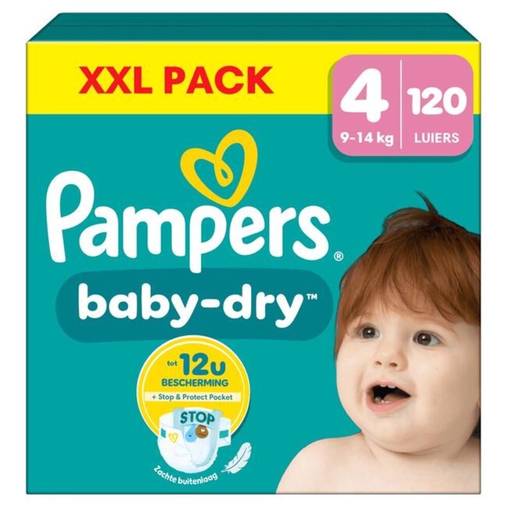 Pampers Pampers Baby Dry XXL Pack Luiers Maat 4 9-14 KG 120 Stuks Pampers Pampers Baby Dry XXL Pack Luiers Maat 4 9-14 KG 120 Stuks