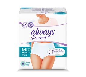 Always Always Discreet Incontinentiebroekjes Plus M 0% – 9 stuks Always Always Discreet Incontinentiebroekjes Plus M 0% – 9 stuks